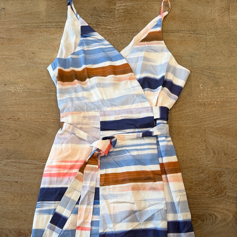 Hutch NWT Wrap Satin Maxi Dress in Blue, Pink & Brown